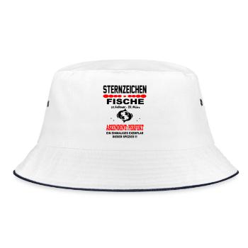 Fische Sternzeichen Horoskop Aszendent Perfekt - Bucket Hat - Weiß/Navy - Vorne