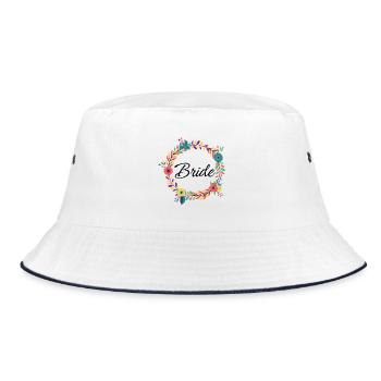 Floral Bride Wreath - Bucket Hat - white/navy - Front