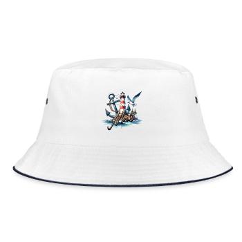 Moin Seagull Lighthouse - Bucket Hat - white/navy - Front