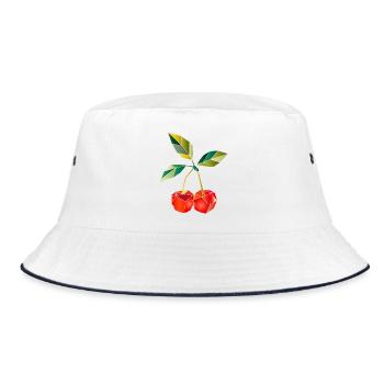 Geometric Cherries Illustration - Bucket Hat - white/navy - Front