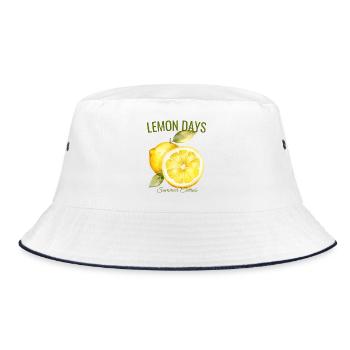 Lemon Days – Summer with Lemons - Bucket Hat - white/navy - Front