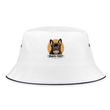 Snack First French Bulldog Funny Dog - Bucket Hat - white/navy - Front