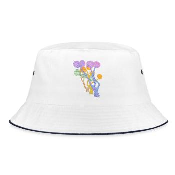 Hip, crazy & unverwechselbar coole bunte Malerei - Bucket Hat - Weiß/Navy - Vorne