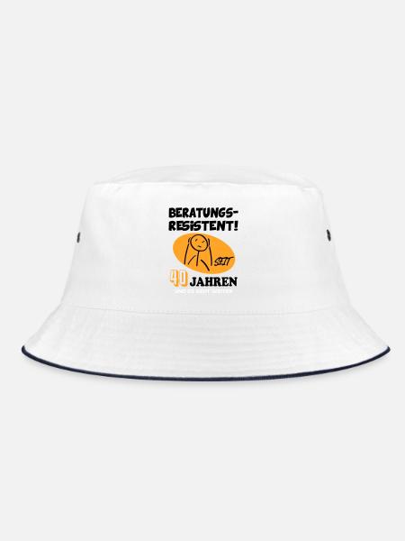 Comic Geburtstag 40 Jahre Happy Birthday - Bucket Hat - Weiß/Navy - Vorne