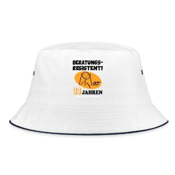30 Jahre Und Es Geht Weiter – Comic Geburtstag - Bucket Hat - Weiß/Navy - Vorne