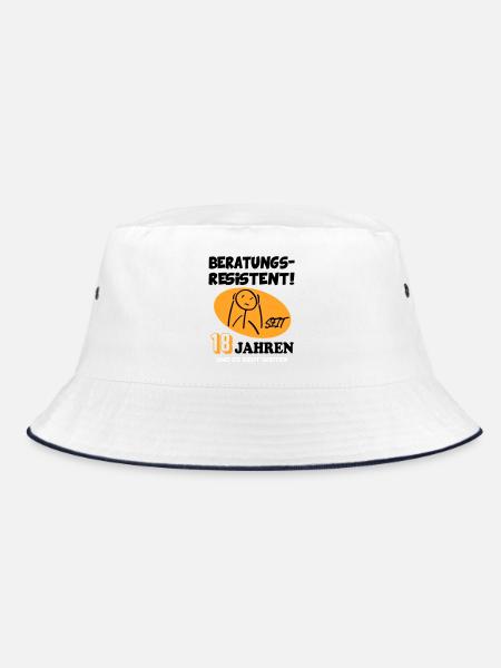 Comic Geburtstag 18 Jahre Happy Birthday - Bucket Hat - Weiß/Navy - Vorne