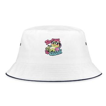 Too Cool To Croak Cool Frog With Sunglasses - Bucket Hat - white/navy - Front