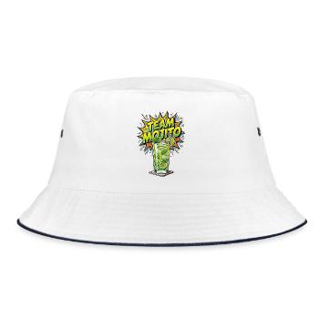 JGA Mojito Cocktail Barkeeper - Bucket Hat - Weiß/Navy - Vorne