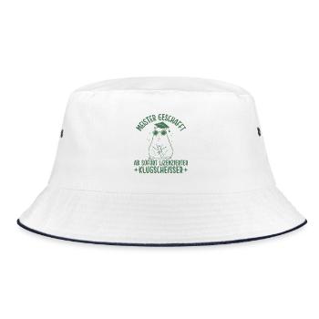 Meister geschafft Lizenzierter Klugscheißer - Bucket Hat - Weiß/Navy - Vorne