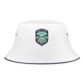 Born to Travel forced to work - Bucket Hat - white/navy - Front