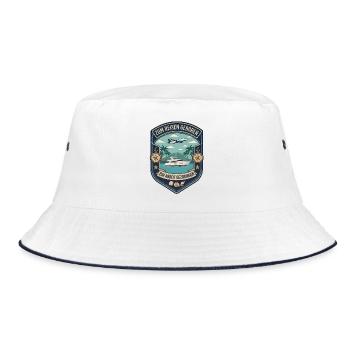 Zum Reisen geboren zur Arbeit gezwungen Travel - Bucket Hat - Weiß/Navy - Vorne
