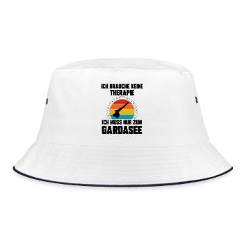 Ich brauche keine Therapie ich muss zum Gardasee - Bucket Hat - Weiß/Navy - Vorne