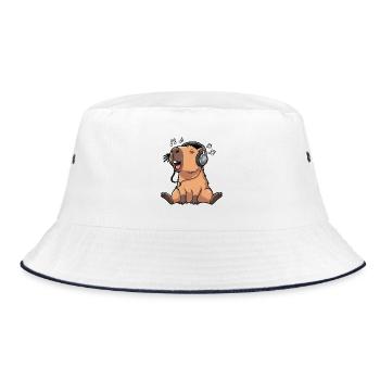 Capybara Music Singing - Bucket Hat - white/navy - Front