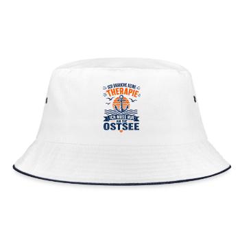 Ich brauche keine Therapie ich muss an die Ostsee - Bucket Hat - Weiß/Navy - Vorne
