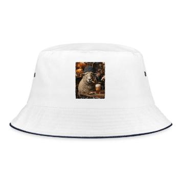 Hafenbar Zigarre Bar Schaf - Bucket Hat - Weiß/Navy - Vorne