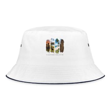 Osterinsel Urlaub Travel – Südsee Kultur Motiv - Bucket Hat - Weiß/Navy - Vorne