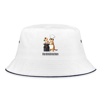 Herdmännchen Koch Gastronomie Beikoch Lustig  - Bucket Hat - Weiß/Navy - Vorne