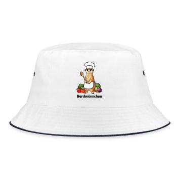 Herdmännchen Koch Gastronomie Beikoch Lustig  - Bucket Hat - Weiß/Navy - Vorne