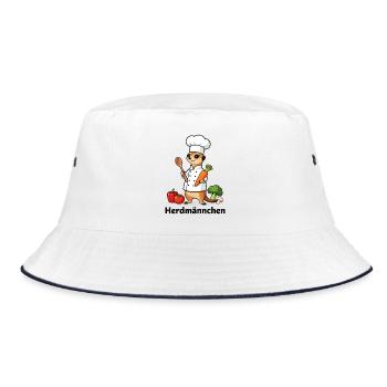 Herdmännchen Koch Gastronomie Lustig Gastro - Bucket Hat - Weiß/Navy - Vorne