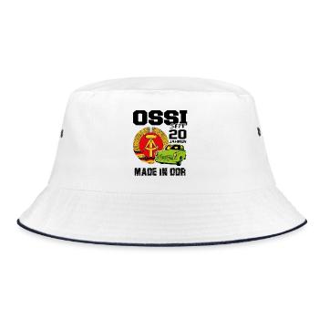 Geburtstag DDR Ossi Ost Produkt 20 Jahre - Bucket Hat - Weiß/Navy - Vorne