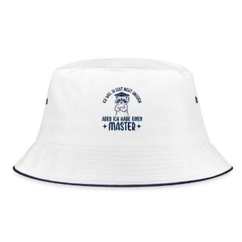 Mastertitel Will ja nicht angeben Abschluss - Bucket Hat - Weiß/Navy - Vorne