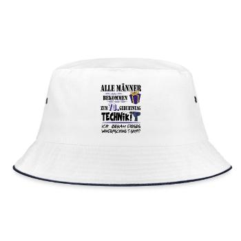 70. Geburtstag Handwerker Technik Werkzeug - Bucket Hat - Weiß/Navy - Vorne