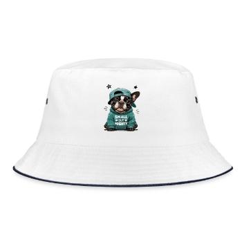  Small But Mighty Französische Bulldogge - Bucket Hat - Weiß/Navy - Vorne