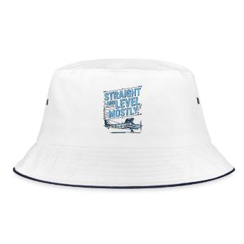 Private Pilot Straight And Level Flight Attendant - Bucket Hat - white/navy - Front