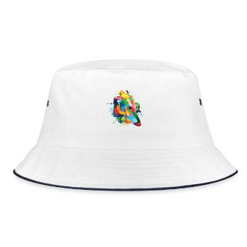 Windhund Greyhound Retro Vintage Hund Windhund - Bucket Hat - Weiß/Navy - Vorne