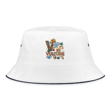 V Is For Vulture Zoo Party Jungle Zoo Birthday - Bucket Hat - white/navy - Front