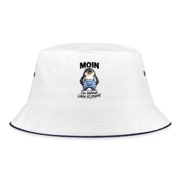  Moin Das Blühende Leben Ist Erwacht Frecher - Bucket Hat - Weiß/Navy - Vorne