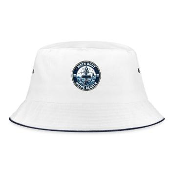 My Boat, My Rules – Captain Statement - Bucket Hat - white/navy - Front