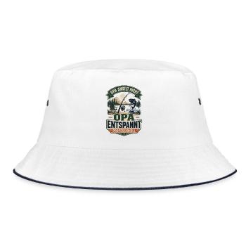 Opa entspannt professionell – Anglerhumor - Bucket Hat - Weiß/Navy - Vorne