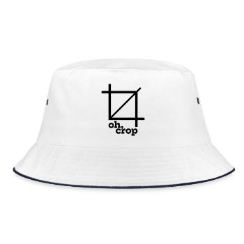 Oh Crop Designer Grafik Spruch - Bucket Hat - Weiß/Navy - Vorne
