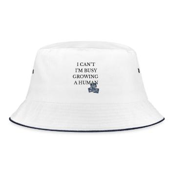 busy growing a human - Bucket Hat - Weiß/Navy - Vorne