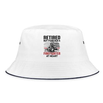 Retired But Forever A Firefighter At Heart - Bucket Hat - white/navy - Front
