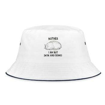 Cat Mom Saying Skin And Bones - Bucket Hat - white/navy - Front
