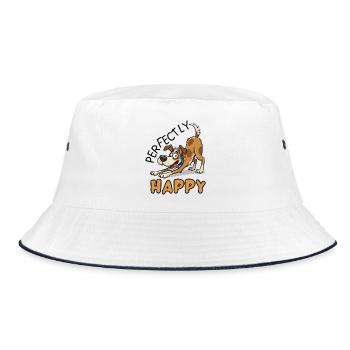 Jack Russell vollkommen glückliches Hundedesign - Bucket Hat - Weiß/Navy - Vorne