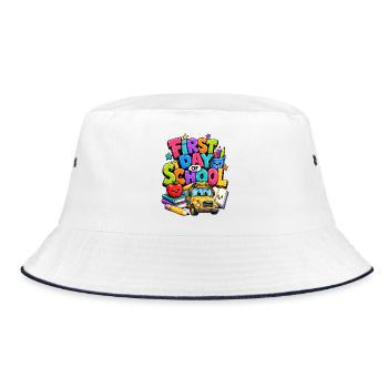First Day of School Bus - Bucket Hat - white/navy - Front