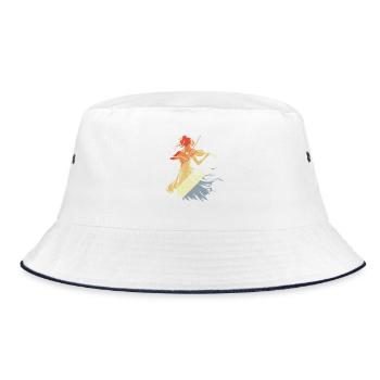 Violinistin Vintage-Look - Bucket Hat - Weiß/Navy - Vorne