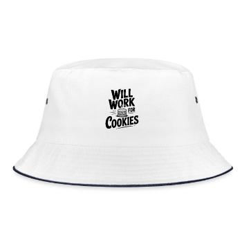 Will Work For Cookies - Bucket Hat - white/navy - Front
