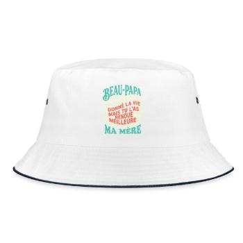 Beau-Papa Humour Cadeau Fête Des Pères Retro - Bob - blanc/marine - Devant