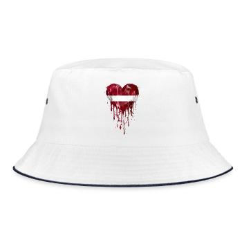 Dripping heart in Latvian flag - Bucket Hat - white/navy - Front