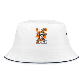 CowEO CEO Kuhstall Chef | Führungskraft Landwirt  - Bucket Hat - Weiß/Navy - Vorne