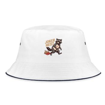 Mahjong Joker Heist Raccoon - Bucket Hat - white/navy - Front