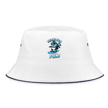 Pinguin Snowboard Wintersport Spruch - Bucket Hat - Weiß/Navy - Vorne