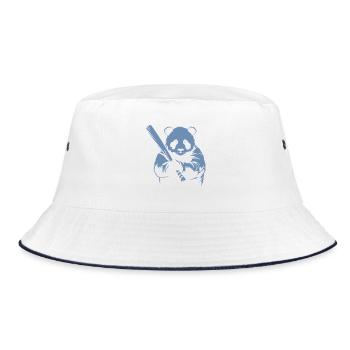 Minimalist Panda Baseball Player Silhouette - Bucket Hat - white/navy - Front