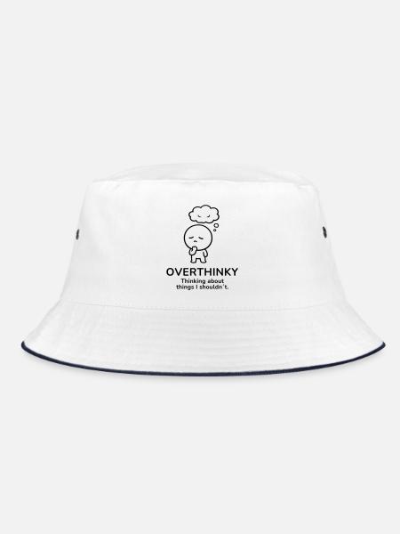 Overthinky – Thinking Too Much | Mindful Mood - Bucket Hat - white/navy - Front