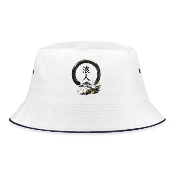 Ronin im Enso-Kreis - Bucket Hat - Weiß/Navy - Vorne
