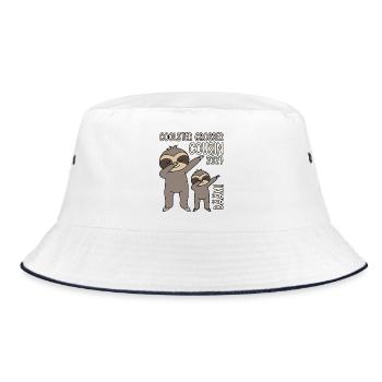 Coolster großer Cousin 2027 Bääm! Dabbing Faultier - Bucket Hat - Weiß/Navy - Vorne